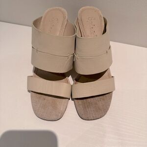 Splendid Women's Ivory Myle Leather Mule Sandals heel Shoes Size US 6